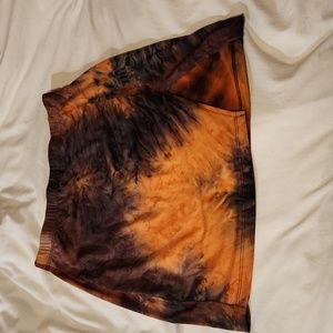 orange and black tie dye skirt